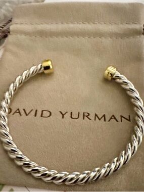 Cable Cuff Bracelet with Gold Accents